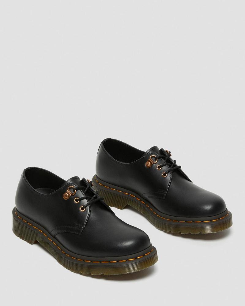 Dr Martens 1461 Rose Gold Hardware Leren Oxford Schoenen Dames Zwart | NL 427WNB